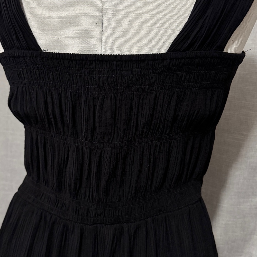 NWOT H&M Sun Dress-Sz S-Black-Wide Straps-Elastic Top-Gathered Details-Viscose - Picture 9 of 15